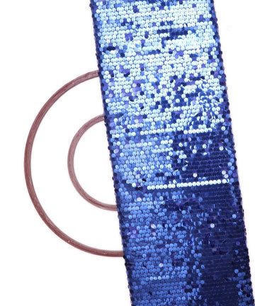 royal blue colour sequin net embroidery fabric